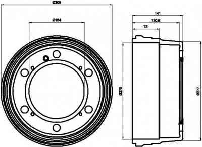 HELLA PAGID 8dt355301661 -  Тормозной барабан